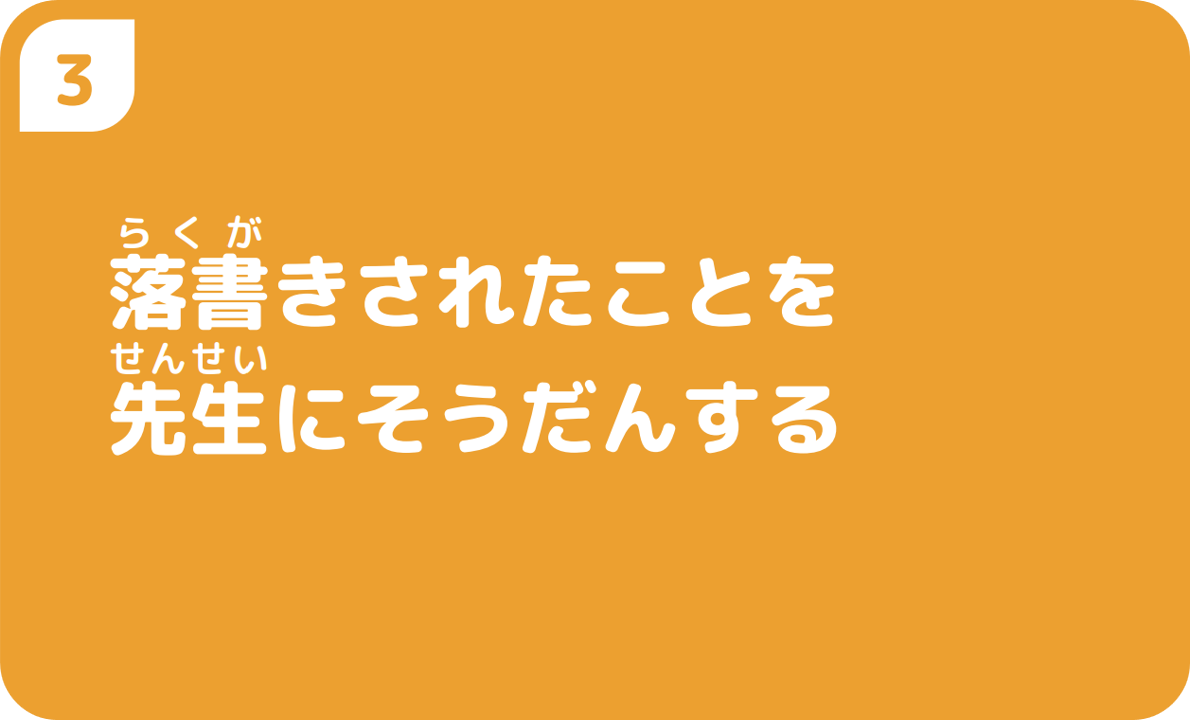 ③落書きされたことを先生にそうだんする