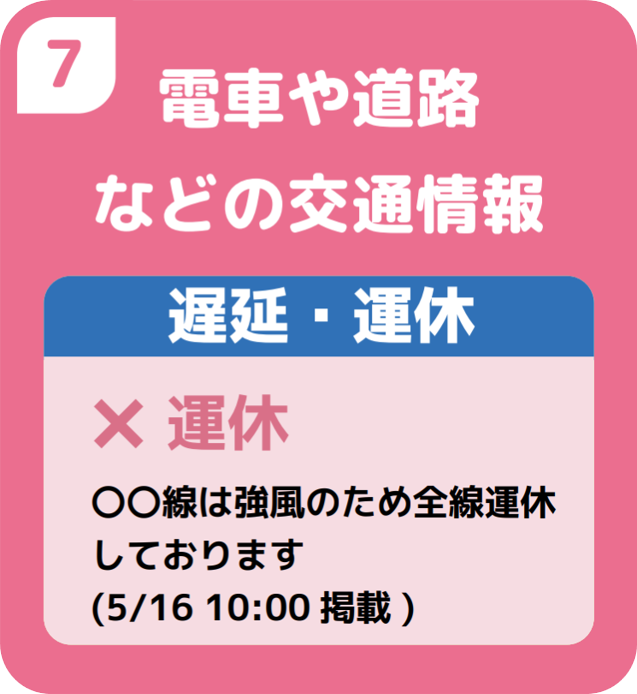 電車や道路などの交通情報