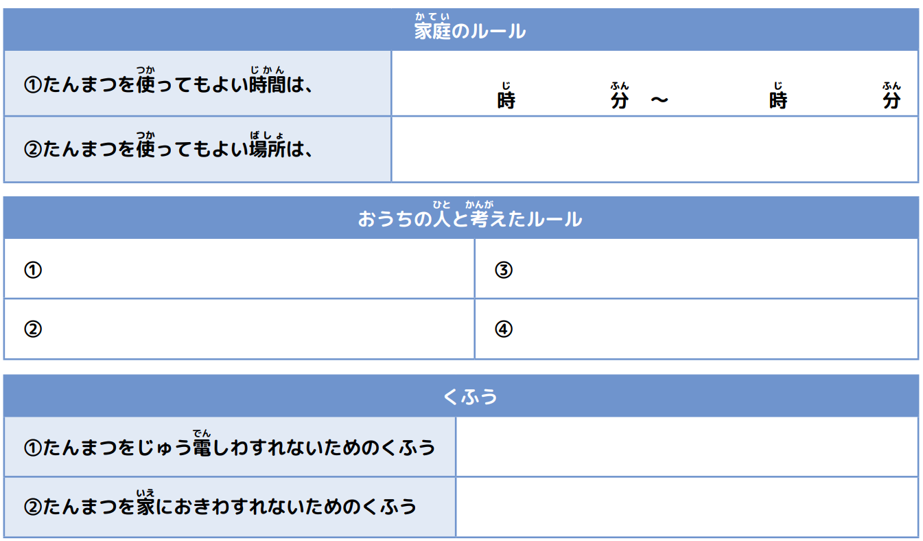 「家庭のルール」と「くふう」